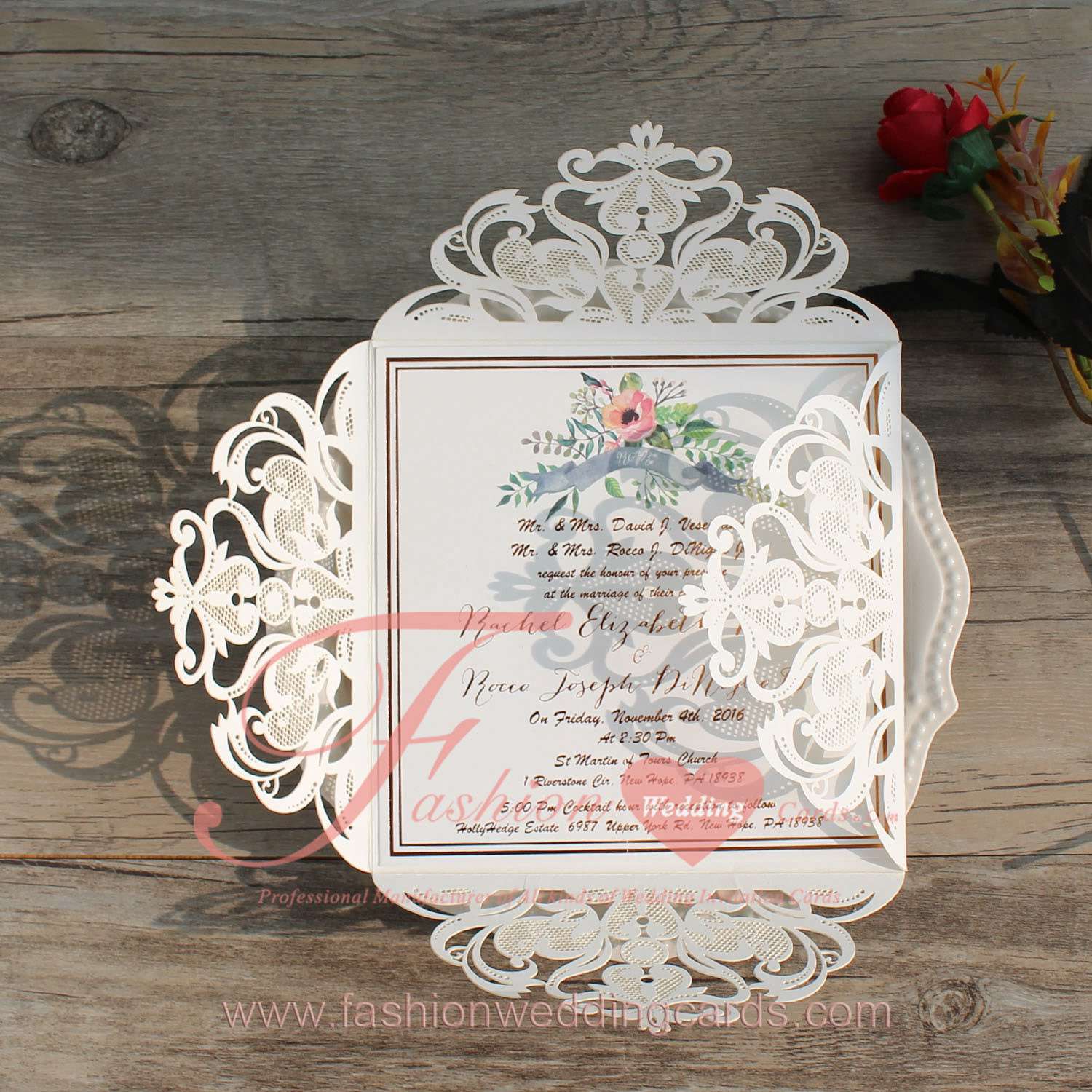 Fancy Cheap Laser Cut White Wedding Invitations Sleeves